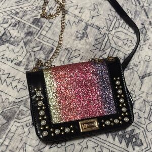 Multicolor Glitter and Black Women's Bag